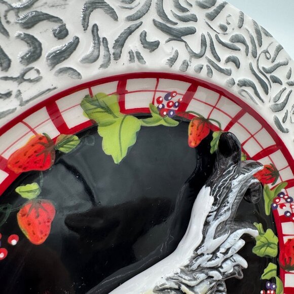 Vintage Bella Casa by Ganz Hand Painted Hen Chicken 3D Wall Plate Decor black wh - Picture 5 of 15